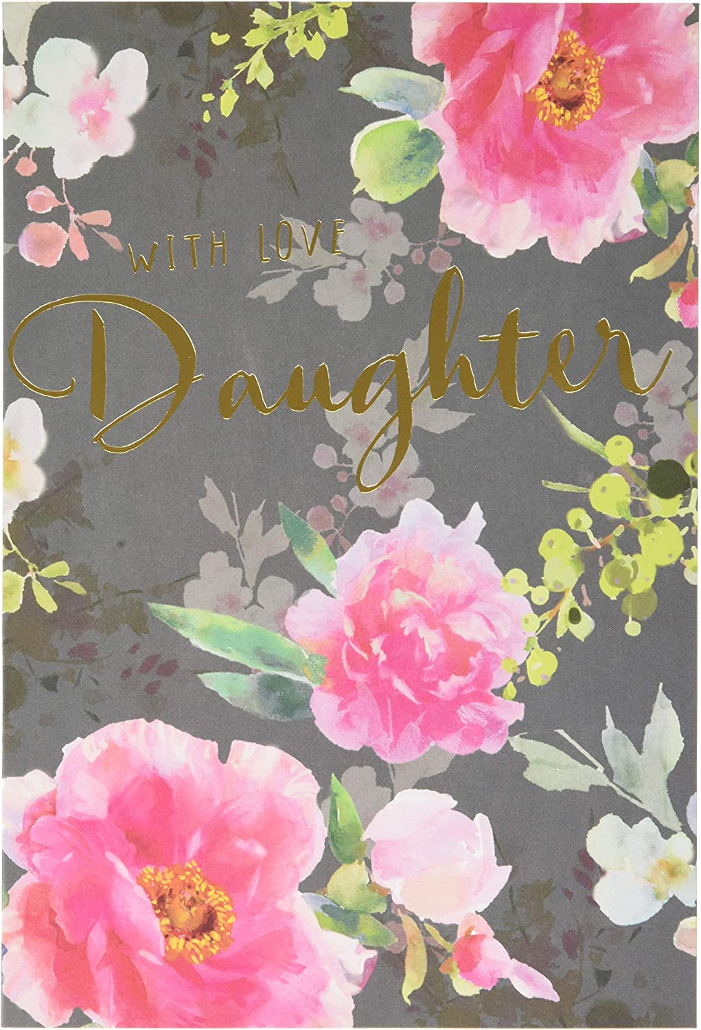 Hallmark classic floral design daughter birthday greeting card with colorful flowers and heartfelt message inside.