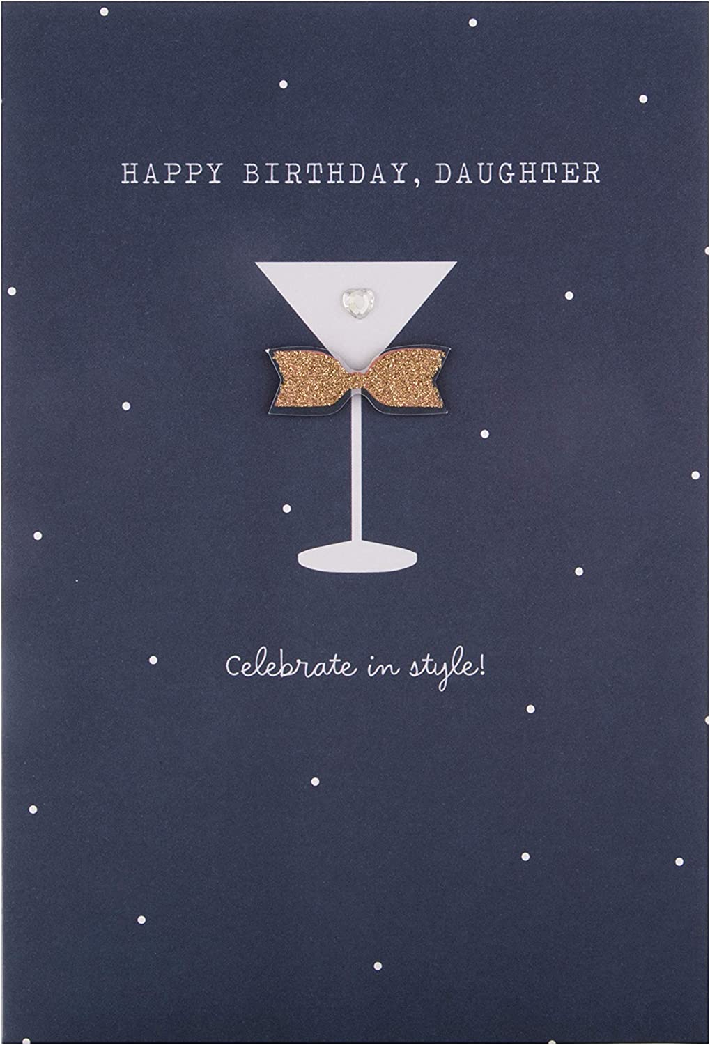 Hallmark greeting card with cocktail glass design and "Happy Birthday Daughter" message, stylish and colorful birthday greeting.