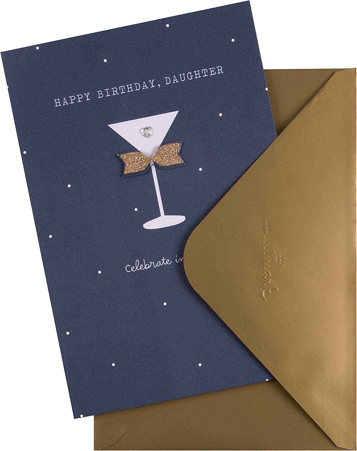 Hallmark greeting card featuring a cocktail glass design with "Happy Birthday Daughter In Style" message, ideal for celebrating her birthday.