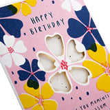 Hallmark greeting card with contemporary floral design and seeded paper insert, perfect for birthday celebrations.
