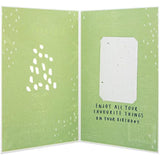 Hallmark contemporary garden design greeting card with seeded paper insert, featuring colorful floral artwork and textured paper.