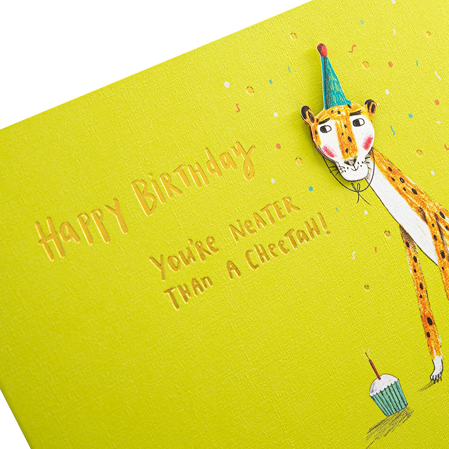 Contemporary illustrated cheetah design greeting card by Hallmark featuring vibrant artwork for birthday celebrations.
