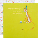 Contemporary illustrated cheetah design birthday greeting card by Hallmark featuring colorful, modern artwork.