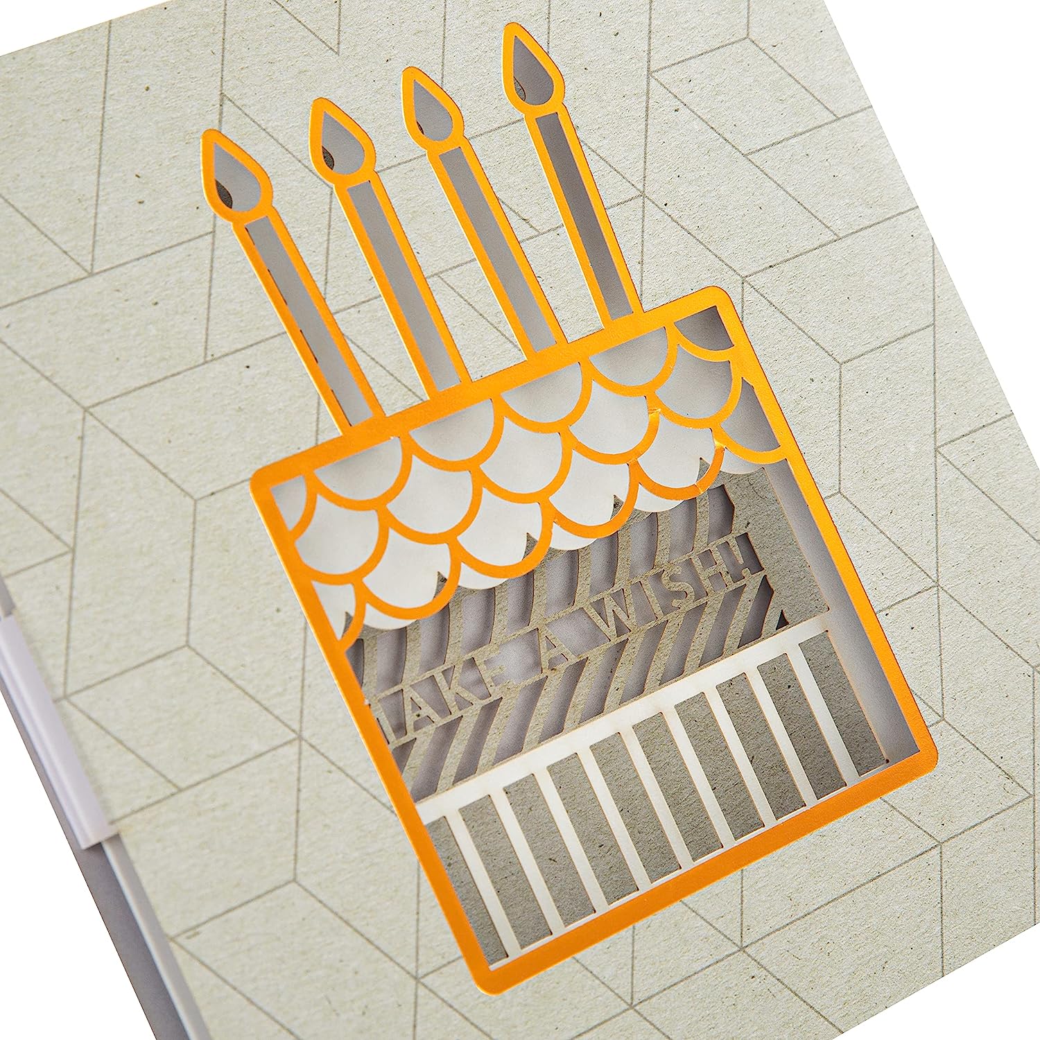 Contemporary layered laser-cut birthday greeting card with intricate design, by Hallmark, showcasing detailed craftsmanship.