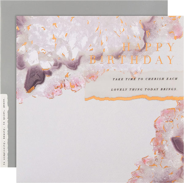Contemporary marbled Hallmark greeting card with elegant design, perfect for birthdays and special occasions.