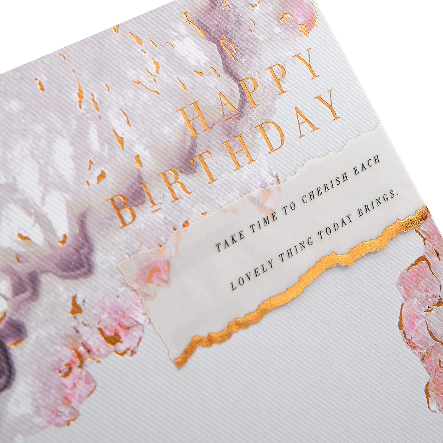 Hallmark contemporary marbled greeting birthday card with elegant design and colorful marble pattern on the front.