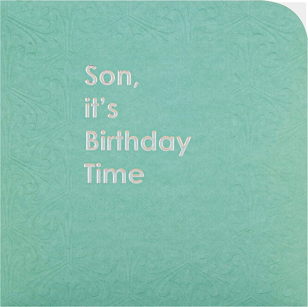 Hallmark greeting card with contemporary patterned design and Braille text, birthday card for son, featuring colorful modern artwork.