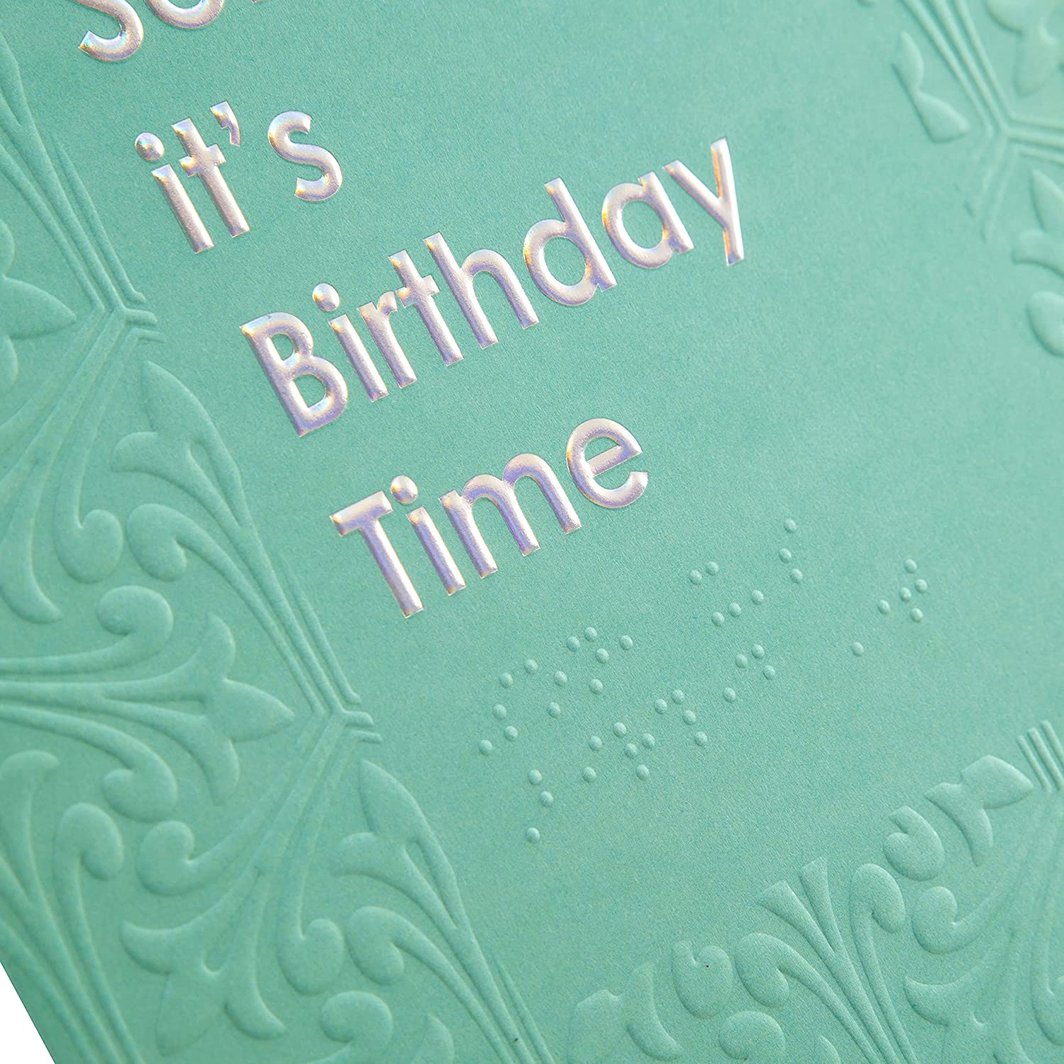 Hallmark contemporary patterned birthday greeting card with braille design for son, featuring colorful artwork and embossed textures.