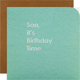 Hallmark contemporary patterned design Braille birthday greeting card for son, featuring colorful patterns and tactile Braille text.