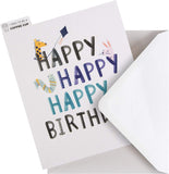 Hallmark cute animal illustration birthday greeting card with colorful design and adorable animal characters on the front.
