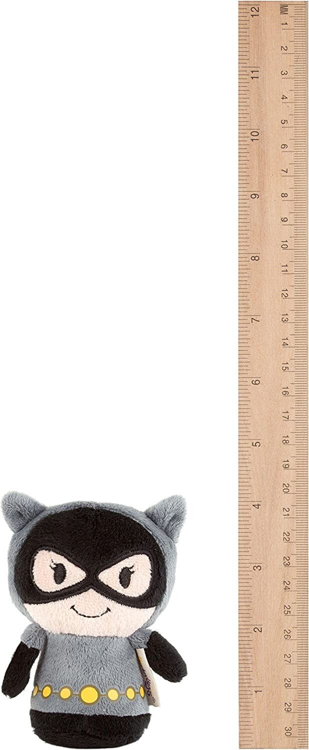 DC Comic Catwoman Itty Bitty Soft Toy greeting card featuring a cute Catwoman plush from Hallmark, perfect for fans and collectors.