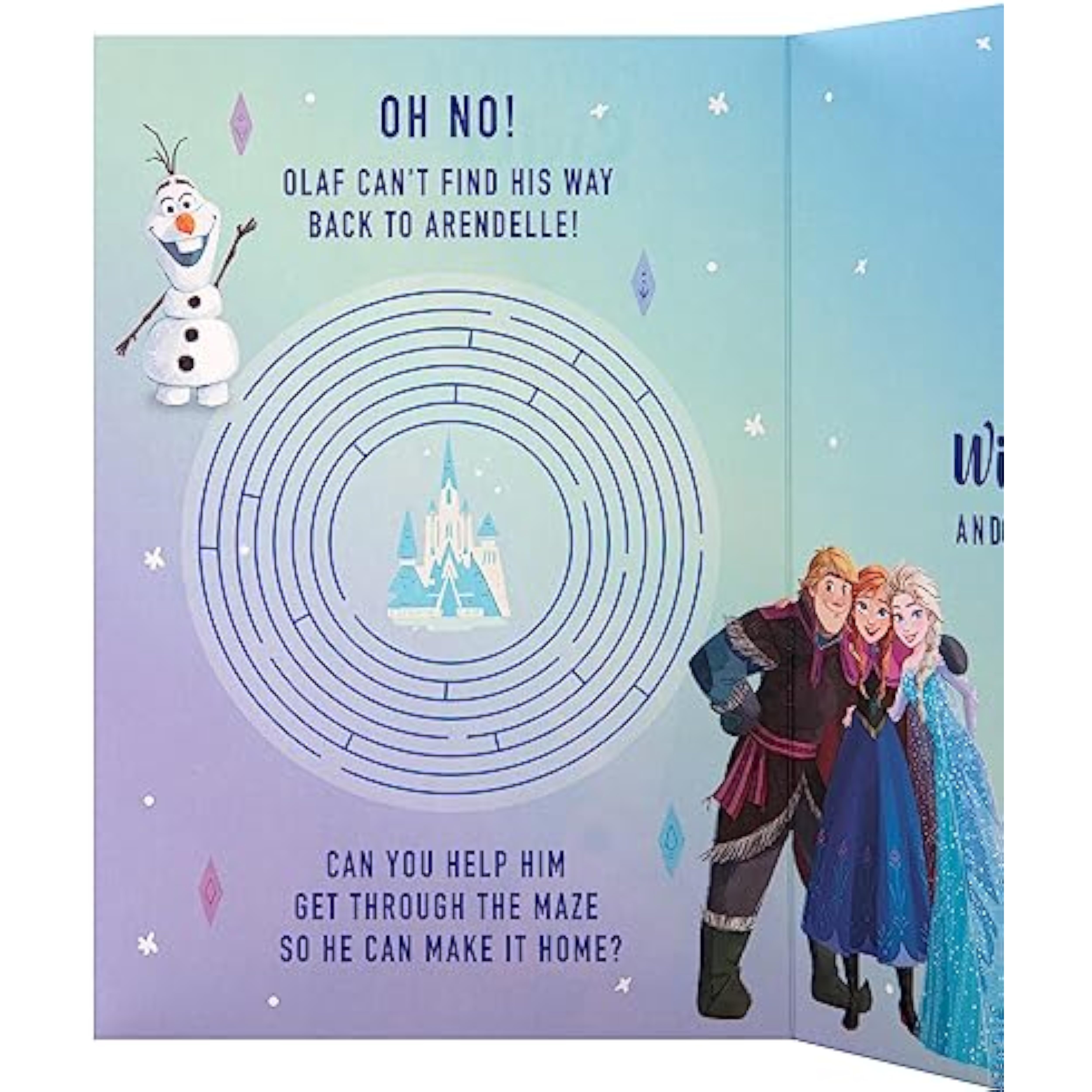 Hallmark Disney Frozen birthday greeting card for kids featuring characters from the Frozen movie.
