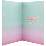 Hallmark Disney Rapunzel new big sister congratulations greeting card with colorful illustration of Rapunzel and floral design.