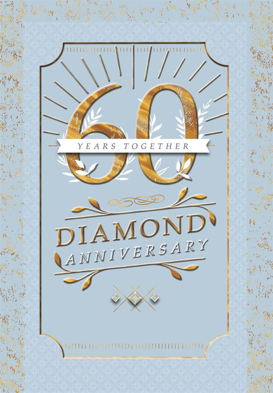 Hallmark elegant 60th diamond anniversary greeting card with gold accents celebrating 60 years together.