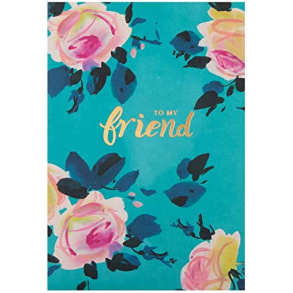 Hallmark elegant floral gold friendship birthday card with colorful flower design and gold accents on textured cardstock.