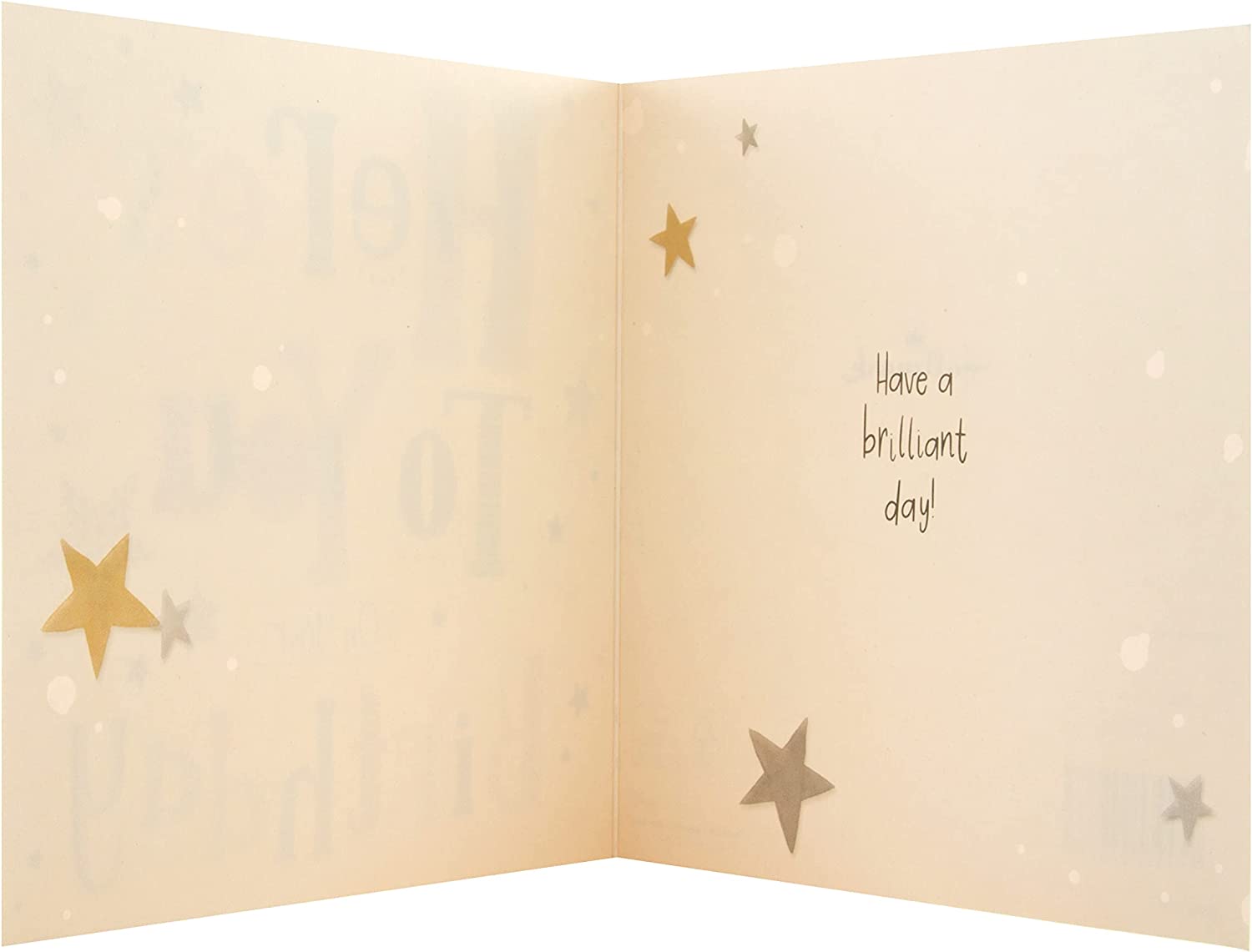 Hallmark Elegant Wishes classic gold and silver text birthday greeting card with decorative design on white background