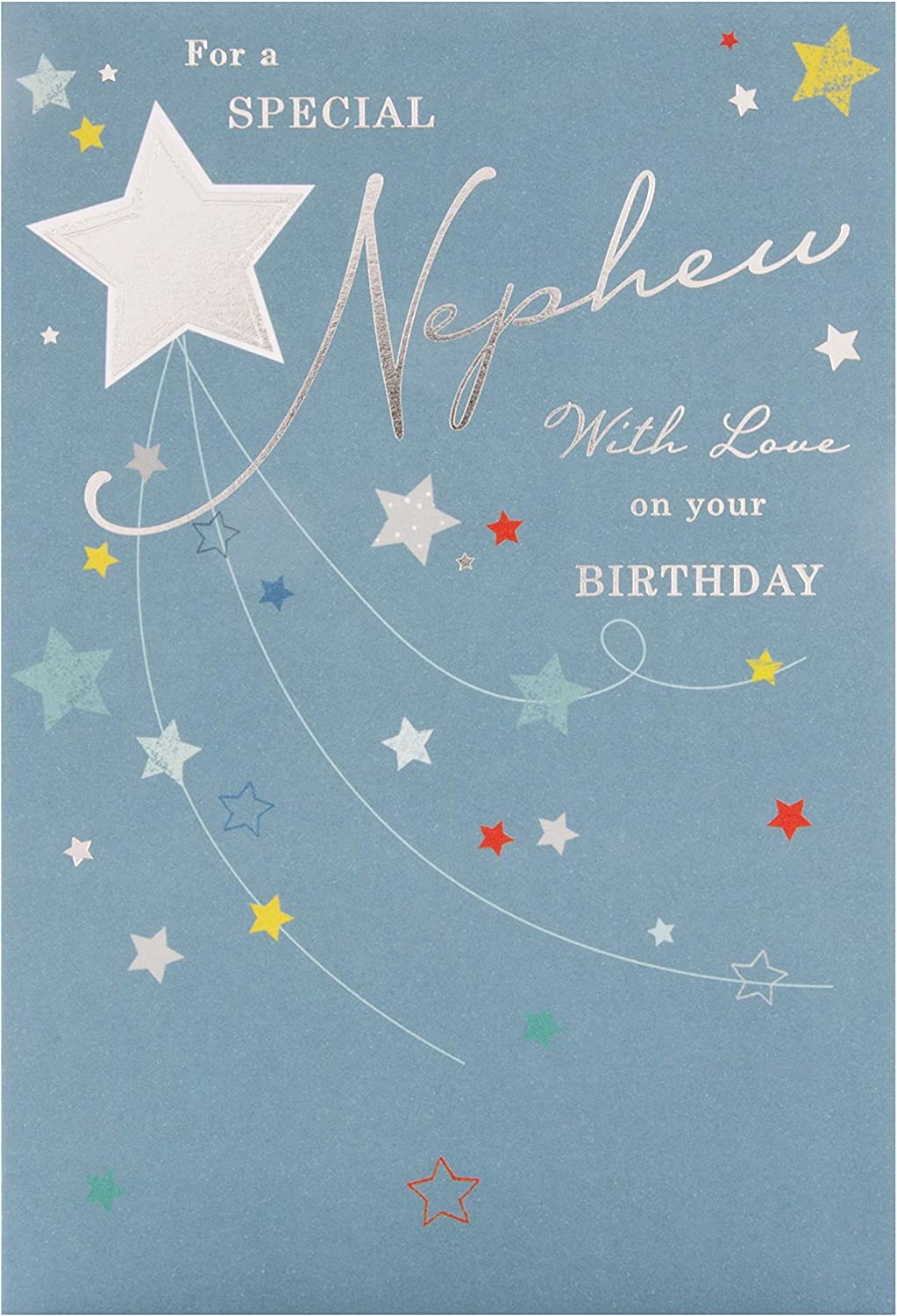 Hallmark greeting card for a special nephew with love on his birthday, featuring colorful design and heartfelt message.