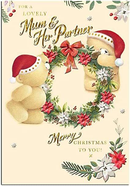 Hallmark Forever Friends Christmas Card for Mum and Partner featuring festive design and heartfelt holiday message.