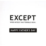 Hallmark funny text-based Father’s Day greeting card with humorous message and colorful design.
