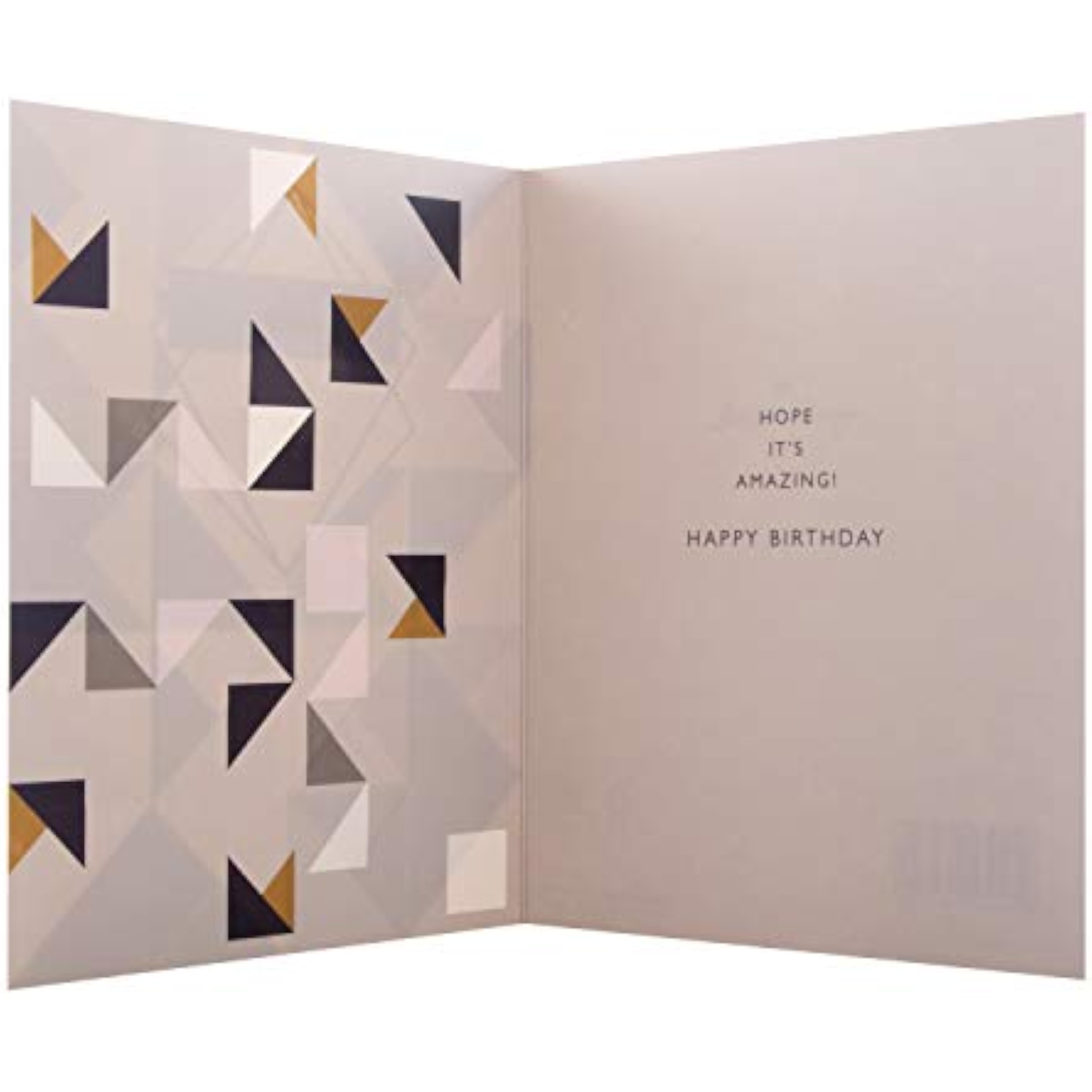 Hallmark geometric 3D copper foil birthday greeting card with modern design and textured details.