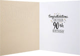 Hallmark Golden Wishes 90th birthday greeting card with elegant gold accents and celebratory design for milestone birthday celebration.