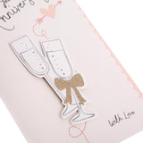 Hallmark anniversary greeting card featuring a 3D champagne glass design for couples, perfect for celebrating special occasions.