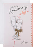 Hallmark anniversary greeting card featuring a 3D champagne glass design for celebrating couples.