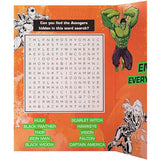 Hallmark Marvel superheroes birthday greeting card with colorful superhero illustrations and activity features for kids.