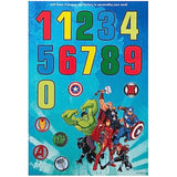 Hallmark Marvel superheroes birthday greeting card featuring colorful superhero characters and activity elements on the front.