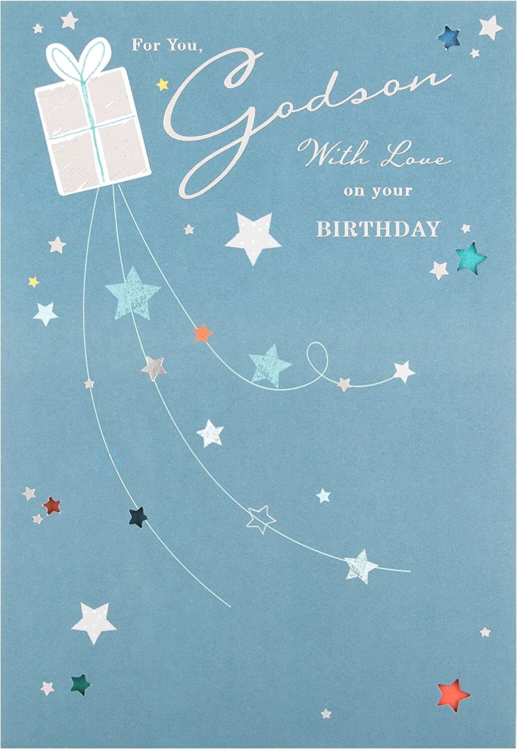 Hallmark Godson birthday greeting card labeled 'Special' featuring colorful designs and festive illustrations for celebrating a godson.