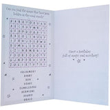 Hallmark Harry Potter Marauder's Map quote greeting card with word search activity, featuring magical design and iconic map imagery.