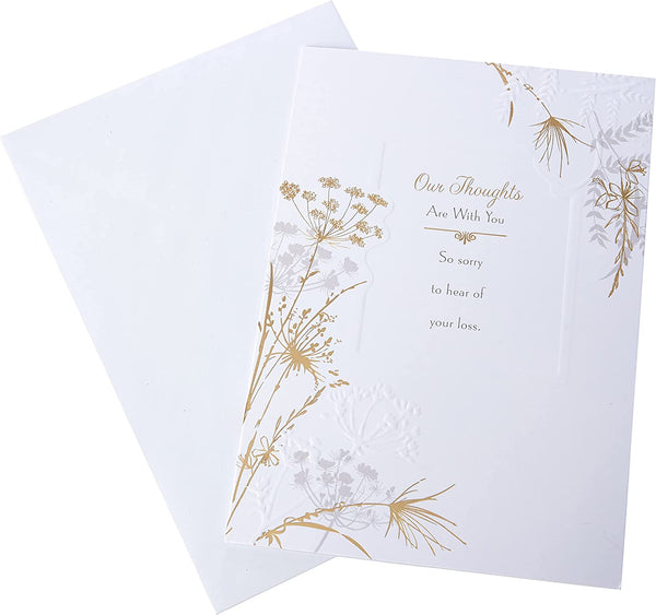 Hallmark sympathy greeting card with contemporary floral design, featuring soft pastel flowers and elegant message.