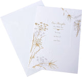 Hallmark sympathy greeting card with contemporary floral design, featuring soft pastel flowers and elegant message.