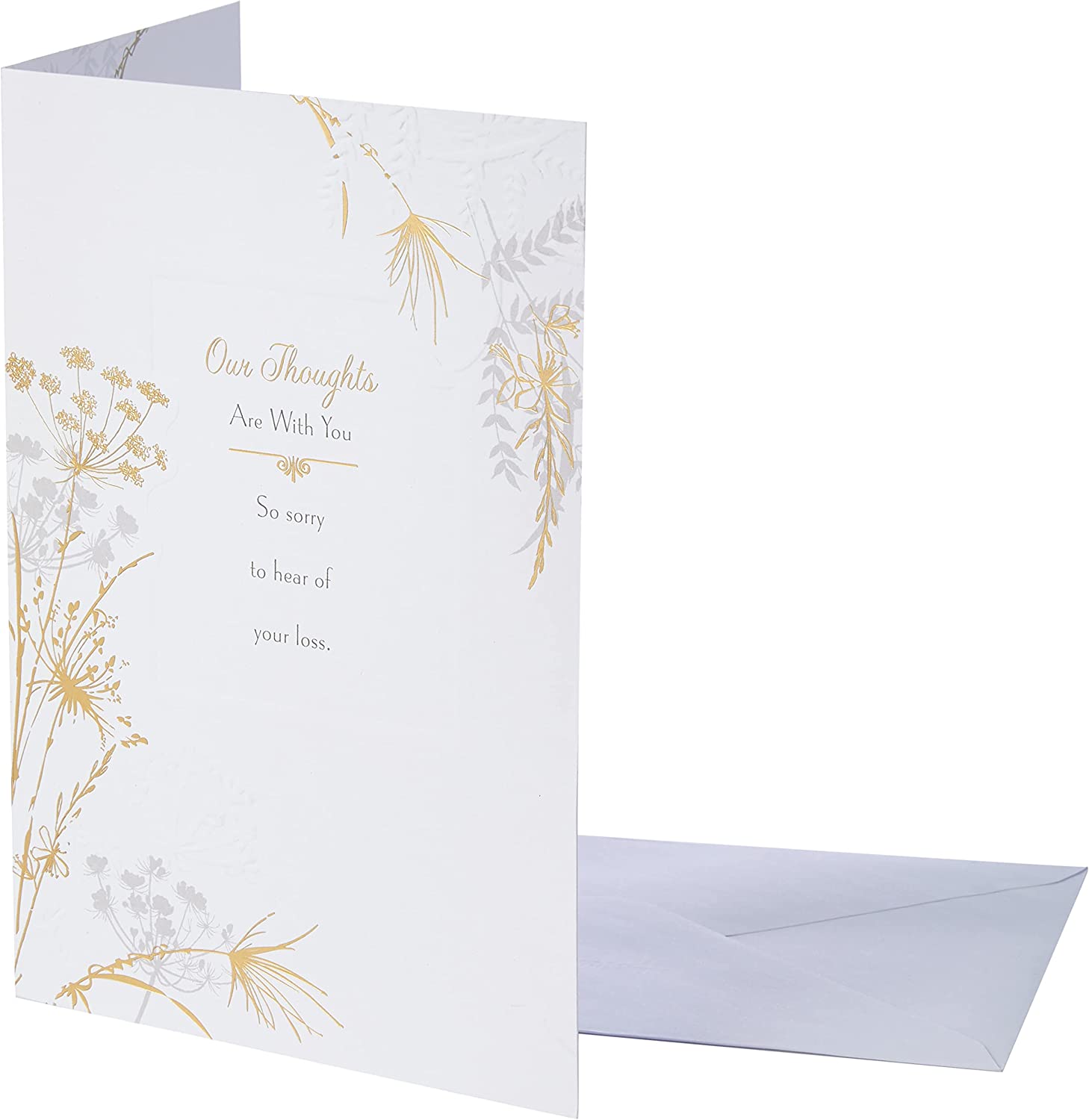 Hallmark sympathy greeting card featuring a contemporary floral design with soft pastel flowers and elegant lettering.