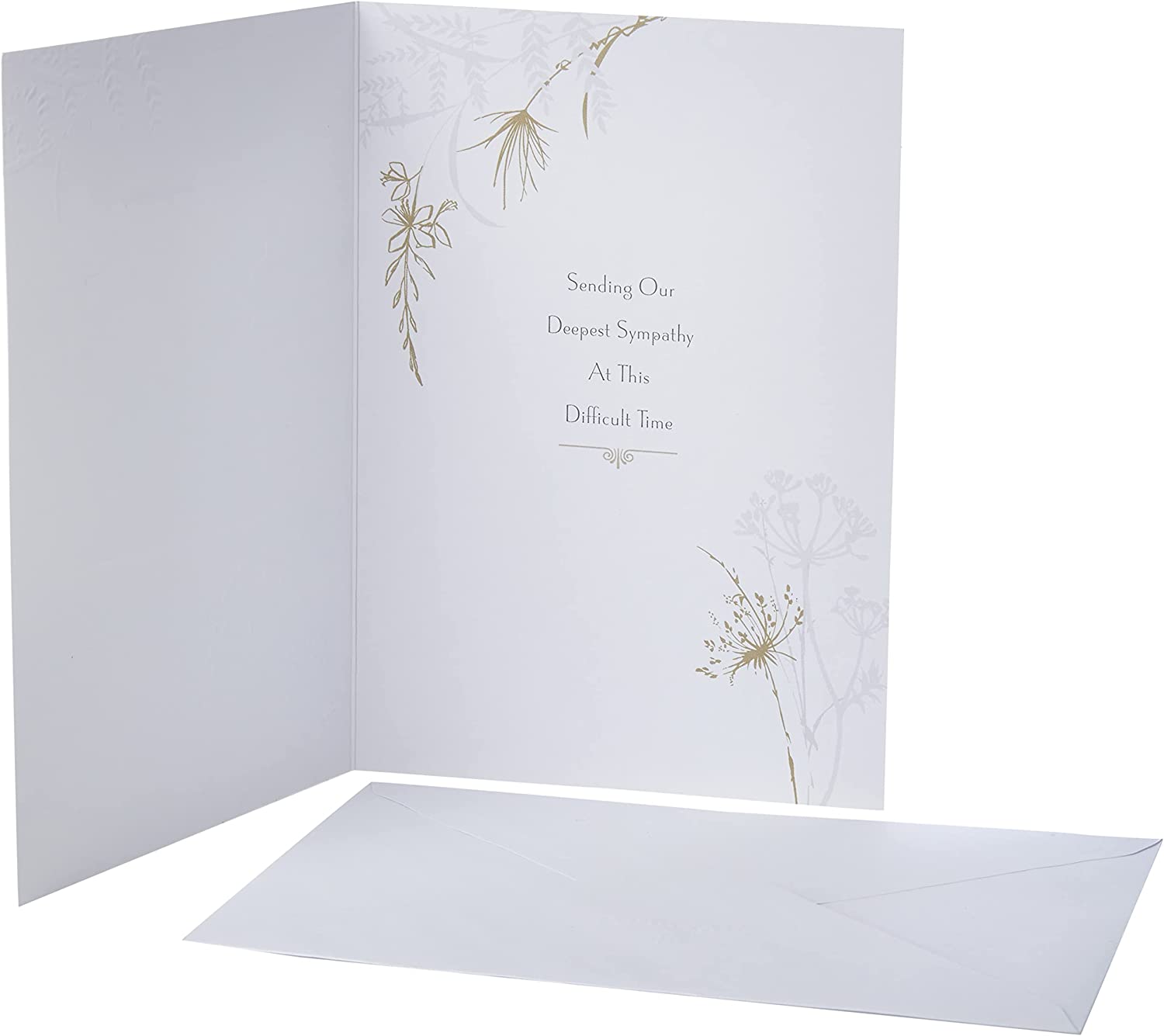 Hallmark sympathy greeting card with contemporary floral design, featuring soft pastel flowers and elegant script on the front.