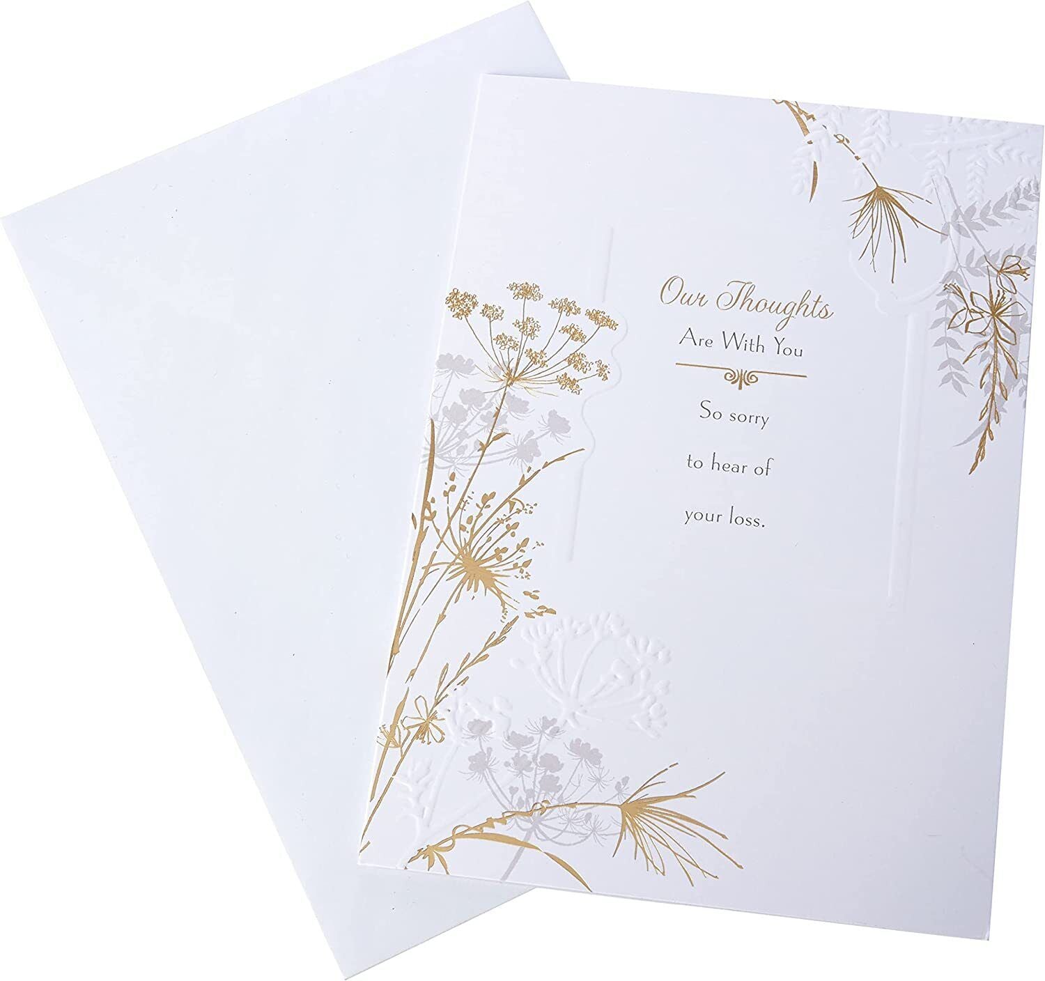 Hallmark sympathy greeting card with contemporary floral design, featuring soft pastel flowers and elegant text for condolences.