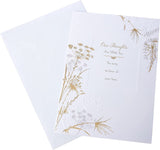 Hallmark sympathy greeting card with contemporary floral design, featuring soft pastel flowers and elegant text for condolences.