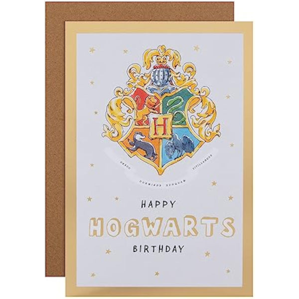 Harry Potter Hogwarts Crest greeting card featuring the iconic crest and magical design, perfect for birthdays.
