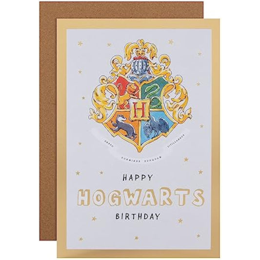 Harry Potter Hogwarts Crest greeting card featuring the iconic crest and magical design, perfect for birthdays.