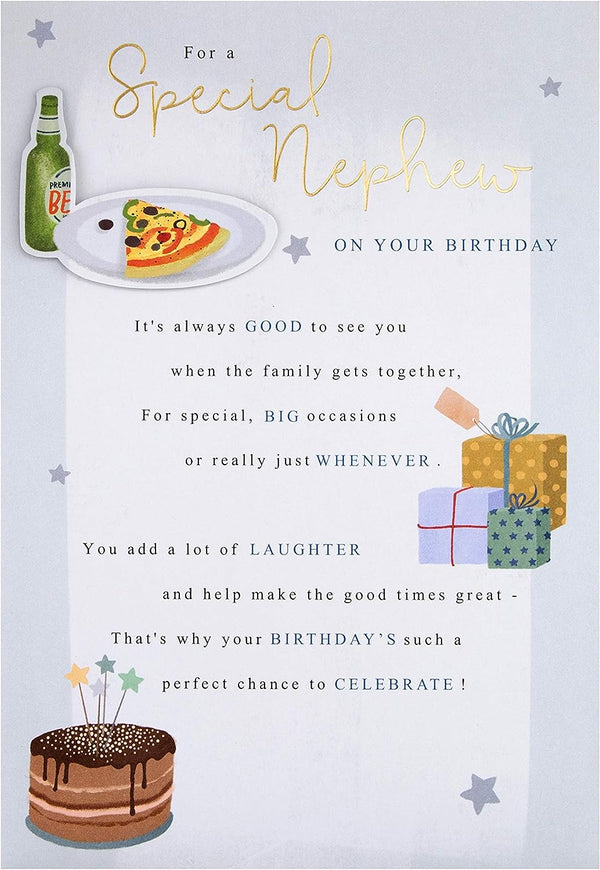 Gold foil glow Heartfelt Nephew birthday greeting card by Hallmark featuring a heartfelt design and vibrant colors.