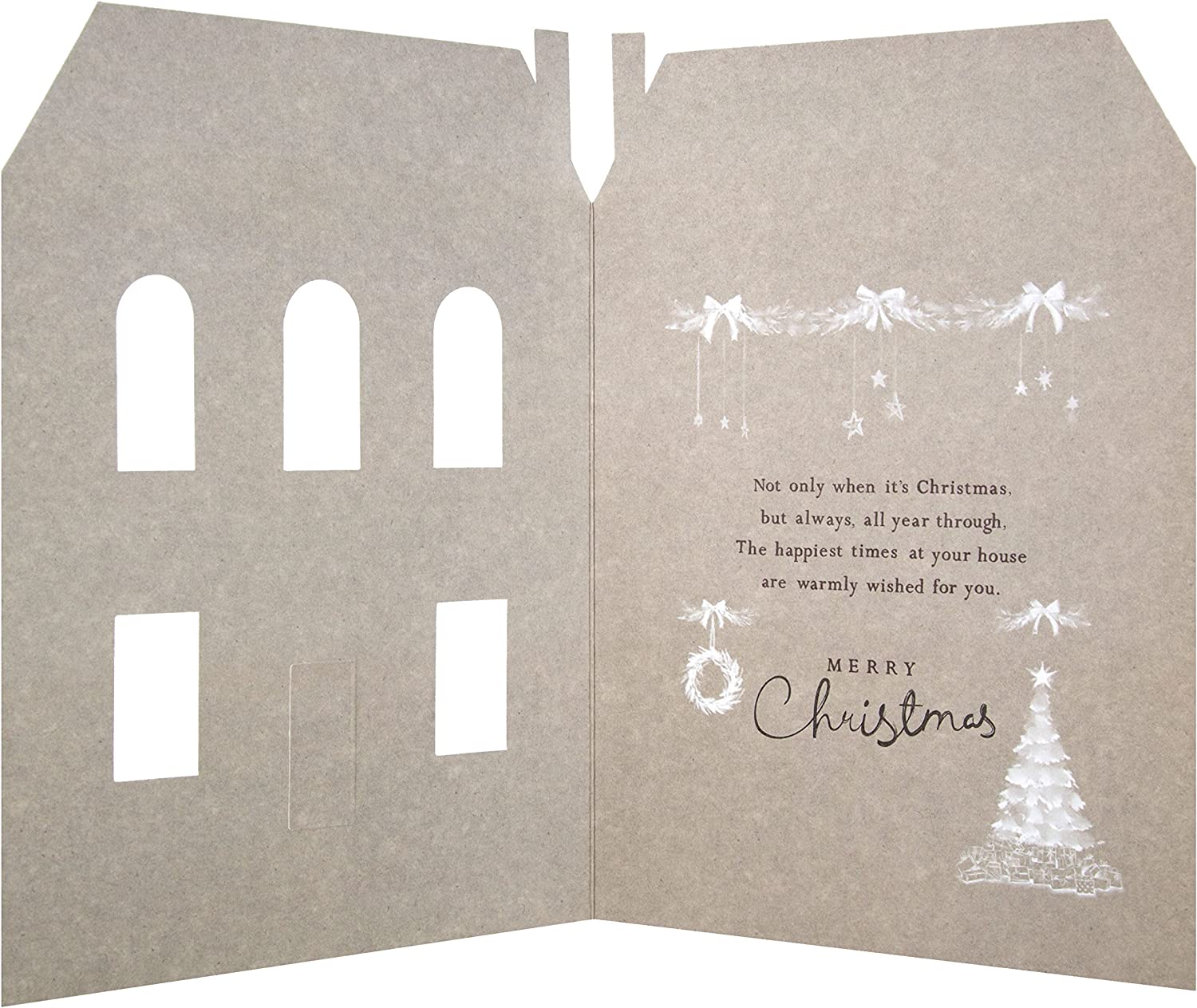 Hallmark Luxury House to House Christmas Card 'Happiest Times' with festive holiday design and elegant greeting message inside.