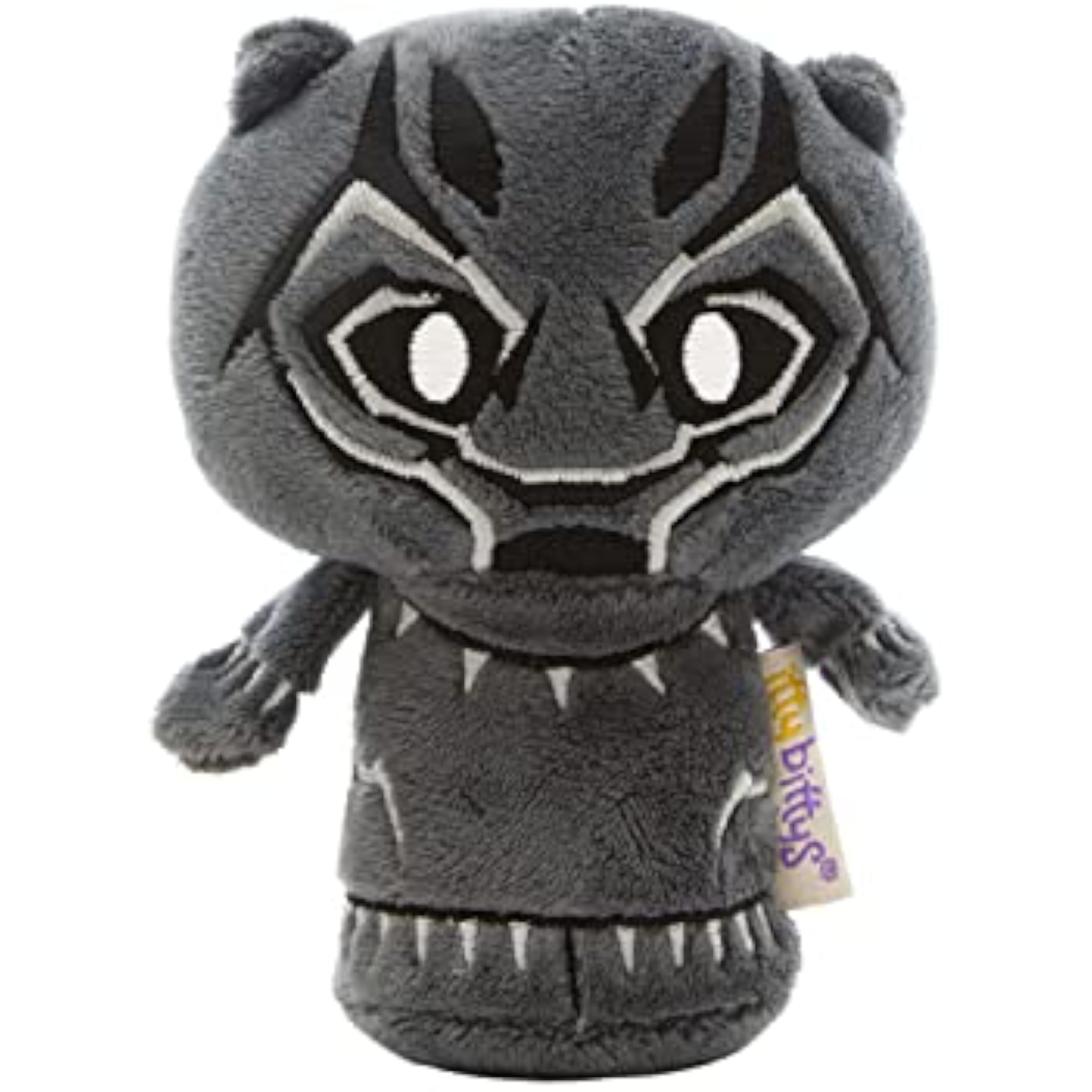 Hallmark Marvel Black Panther Itty Bitty Soft Toy greeting card featuring a cute Black Panther character on the front.