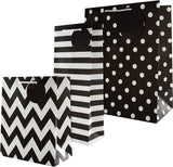 Black Hallmark greeting card gift bag bundle with three sizes, suitable for multiple occasions, shown in the image.