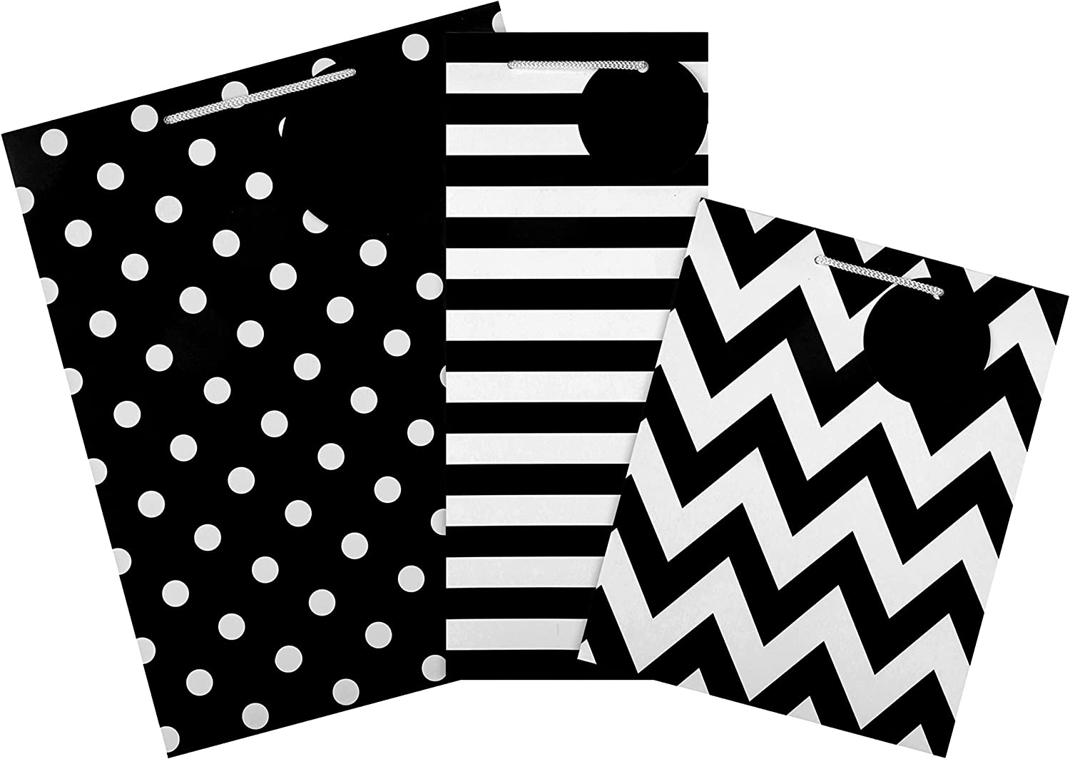 Black Hallmark greeting card gift bag bundle with three essential sizes, suitable for multiple occasions.
