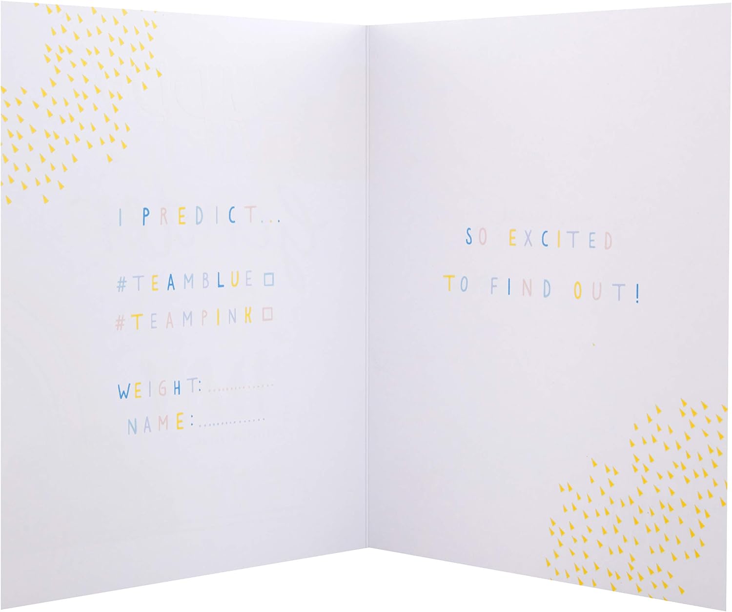Rainbow gender reveal greeting card by Hallmark featuring "He or She?" message and colorful rainbow design.