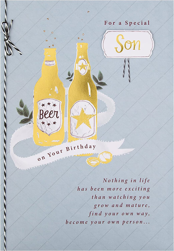 Hallmark Son birthday greeting card featuring traditional verse and colorful design for celebrating special occasions.