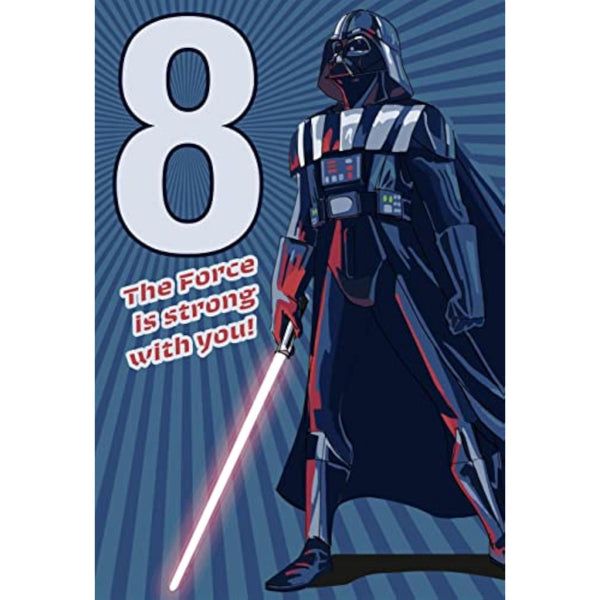 Star Wars Darth Vader birthday greeting card by Hallmark featuring Darth Vader illustration for an 8th birthday celebration
