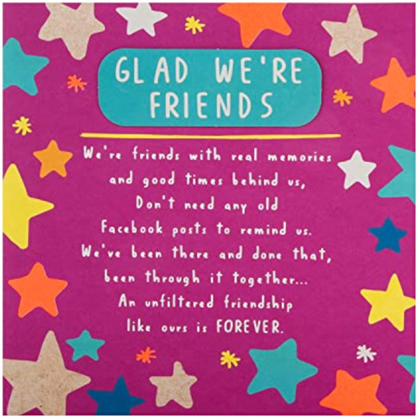 Hallmark Stars Friend birthday greeting card featuring colorful star illustrations and heartfelt message.