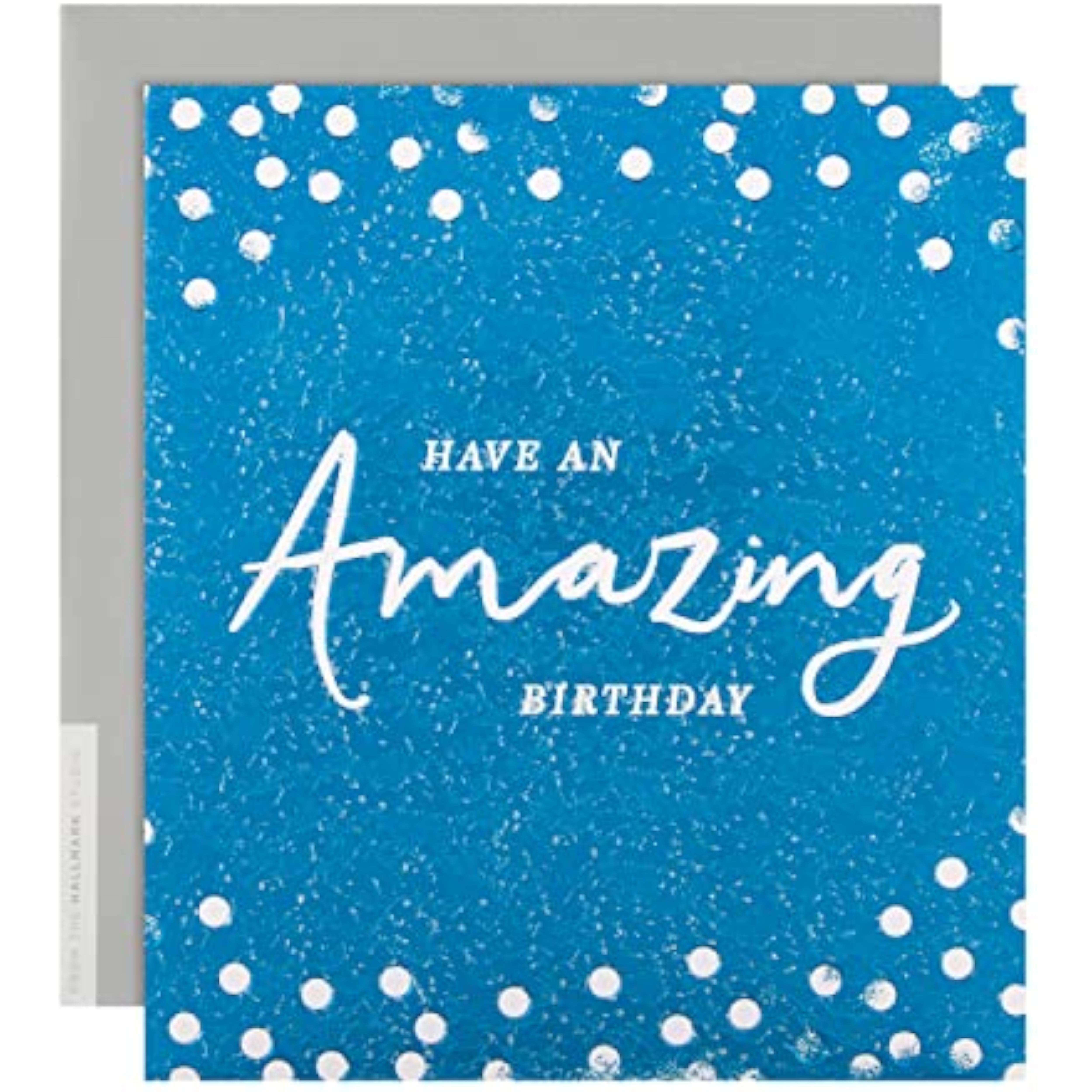 Blue textured foil birthday greeting card by Hallmark with bold, impactful design and festive details.