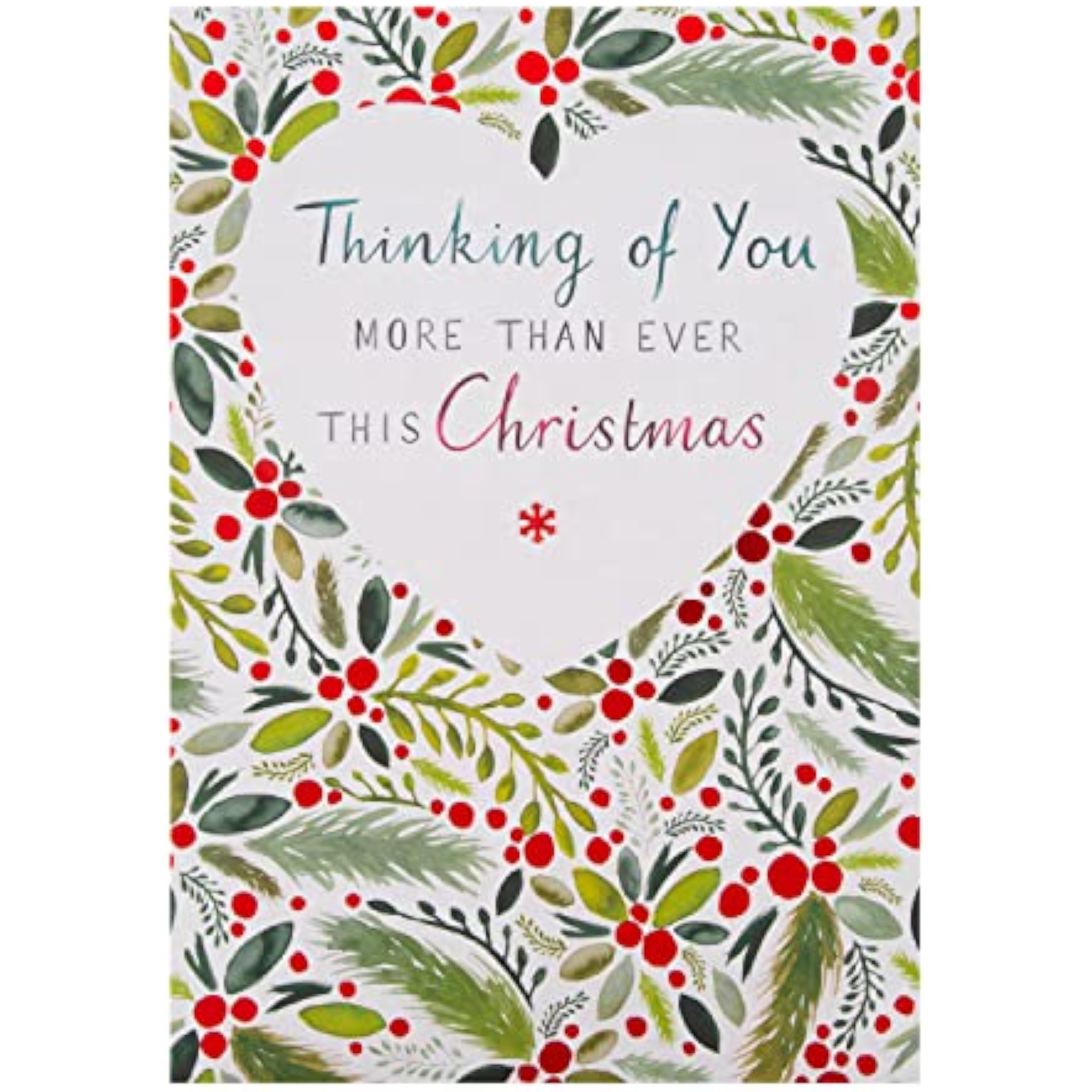 Hallmark traditional illustrated Thinking of You Christmas greeting card with festive holiday design and heartfelt message.